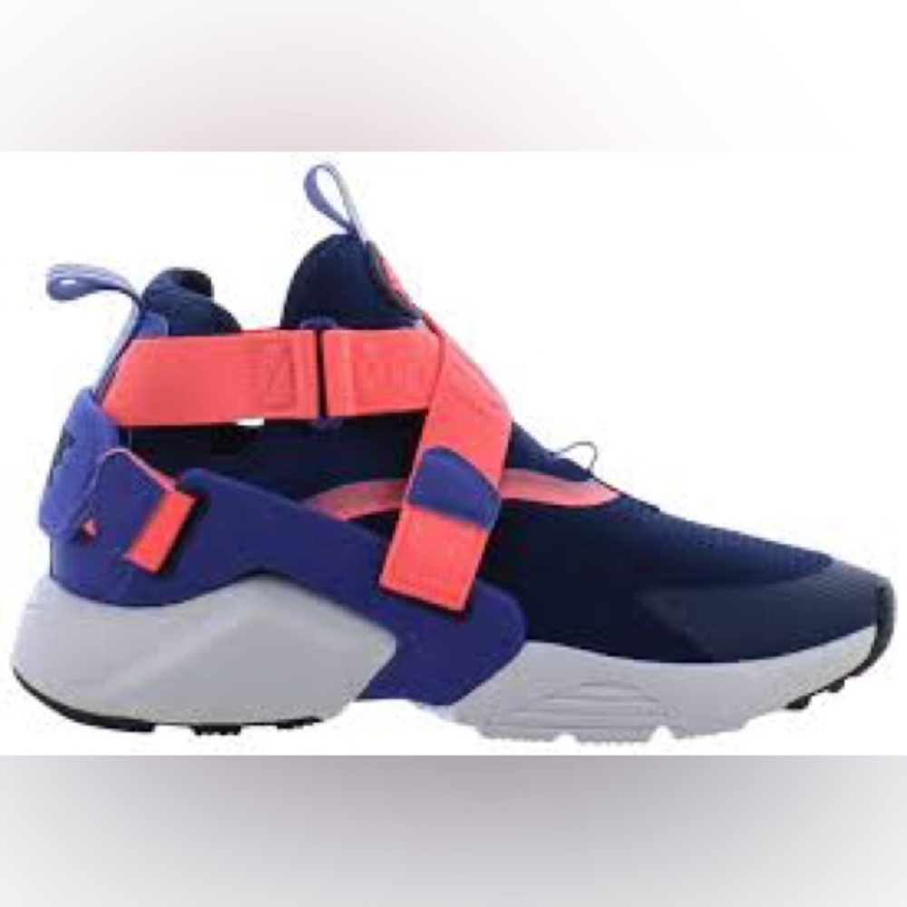 Nike Huarache City GS 'Blue Void' Blue Neon Orange Sneakers Youth S 7 Preowned